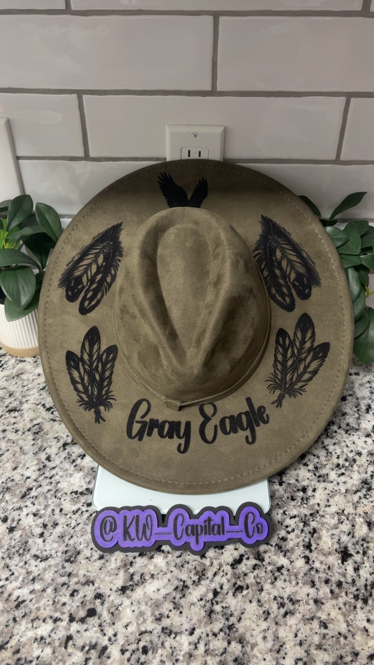 Custom Engraved Suede Cowboy Fedora Hat