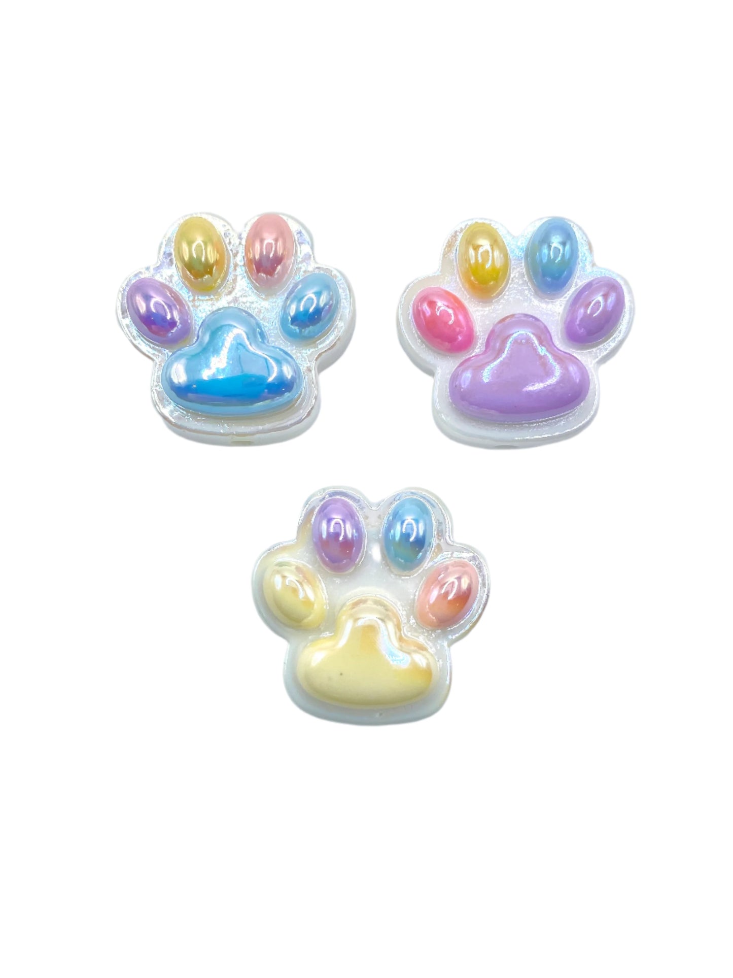 Colorful Pet Paw Acrylic Beads