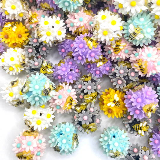 Even Busy Bees Stop and Smell The Roses Fancy Acrylic Beads