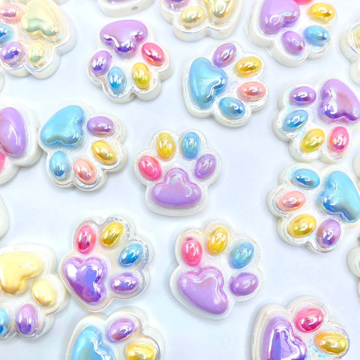 Colorful Pet Paw Acrylic Beads
