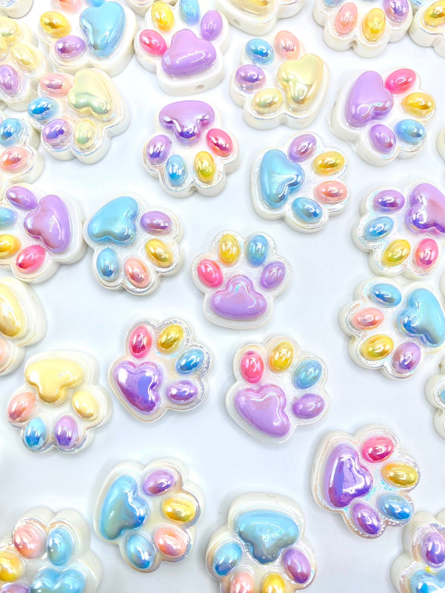 Colorful Pet Paw Acrylic Beads