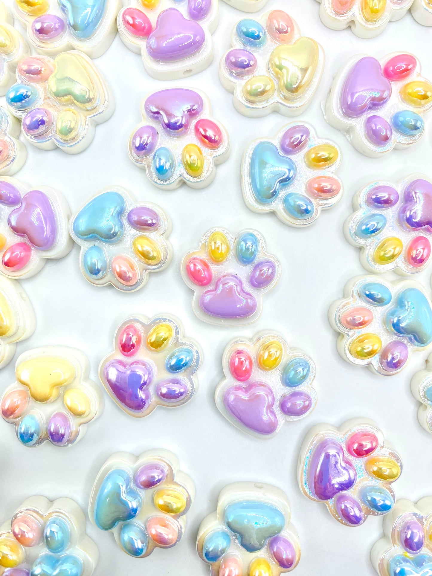 Colorful Pet Paw Acrylic Beads