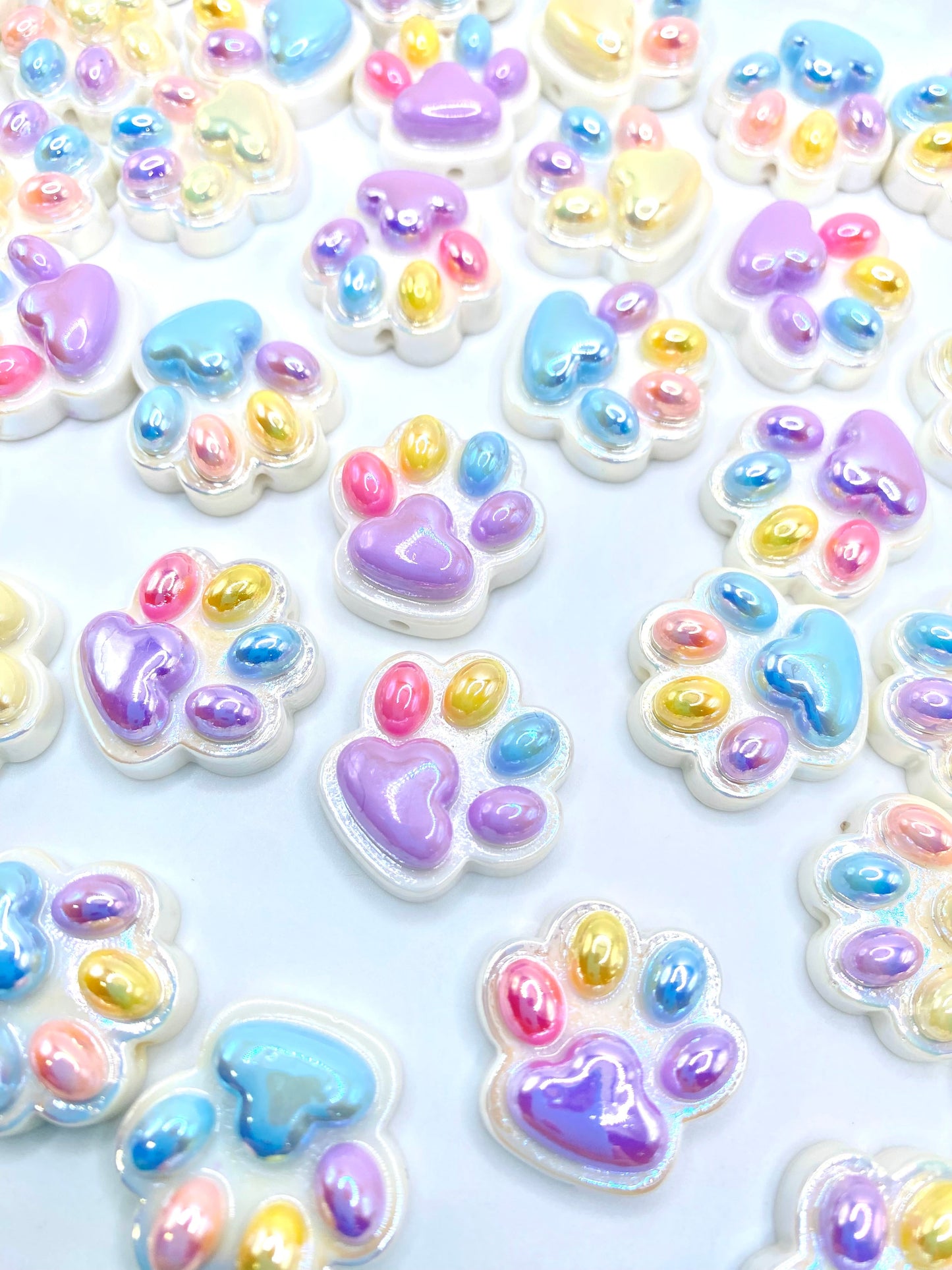 Colorful Pet Paw Acrylic Beads