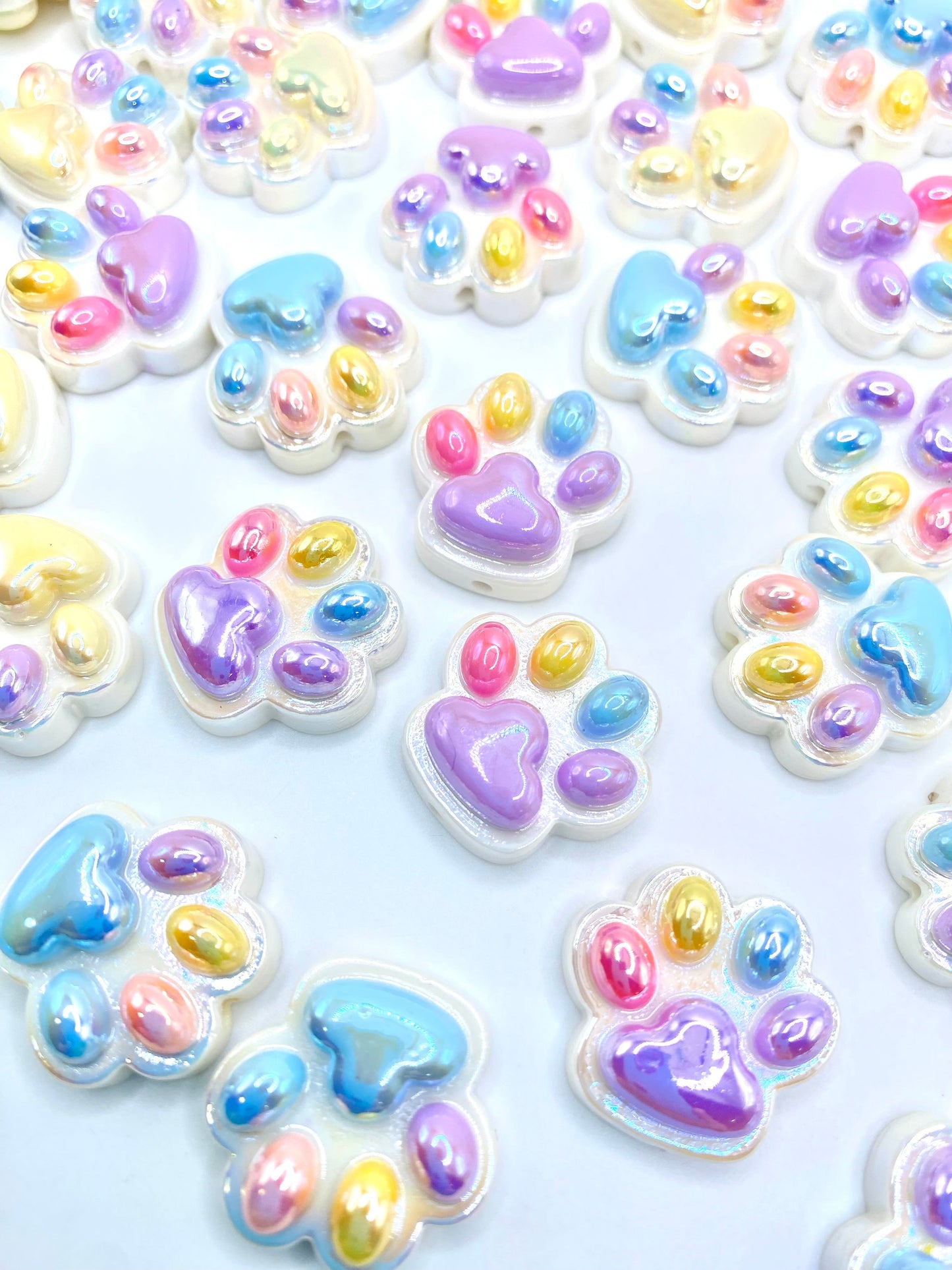 Colorful Pet Paw Acrylic Beads