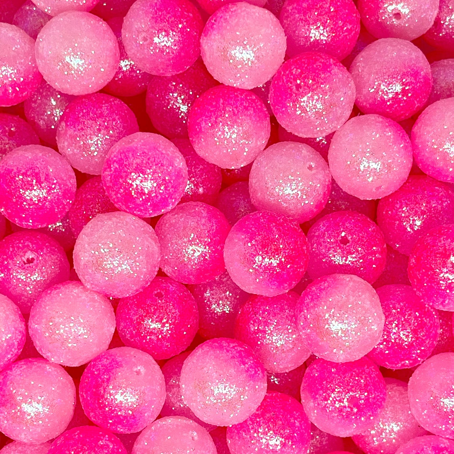 Hot Pink Glitter Acrylic Beads